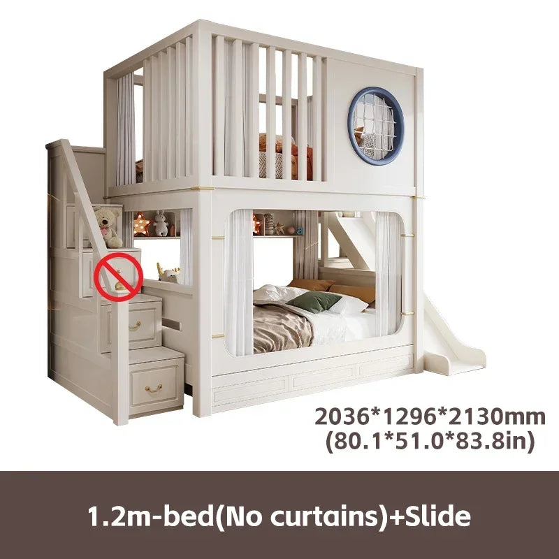 Modern High And Low Kids Bed With Ladder