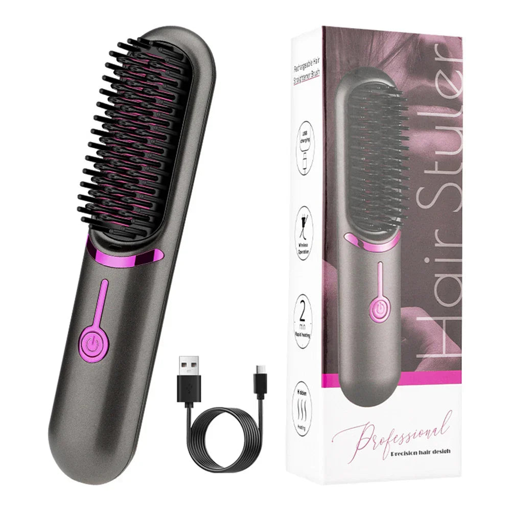 Electric Hair Brushes Wireless Hair Straightener Brush for