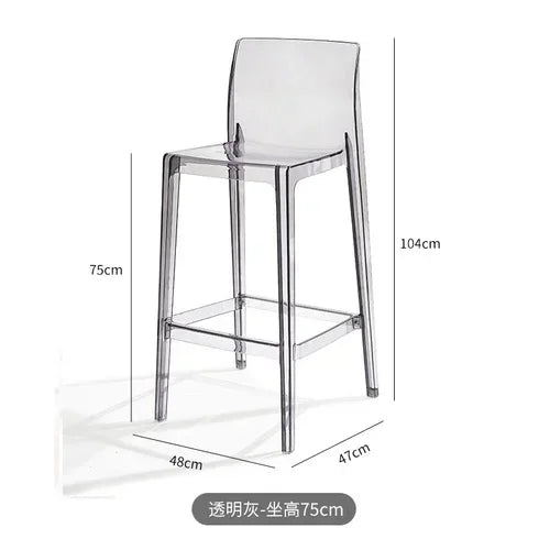 Nordic Acrylic Transparent Bar Chairs Modern Backrest Household