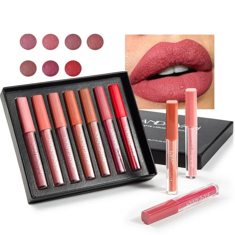 7-Color Matte Velvet Lip Gloss Glaze Waterproof Lasting