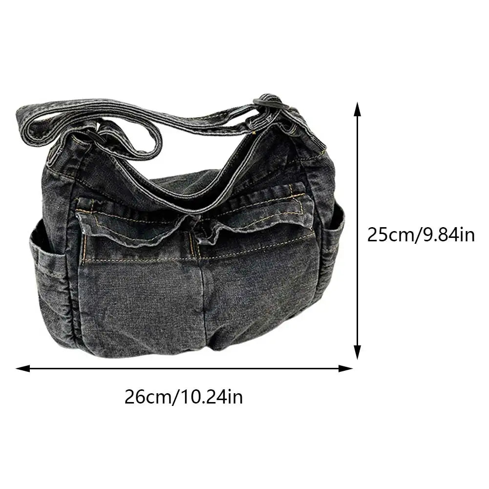 Denim Vintage Messenger Bag Retro Jeans Tote Bag