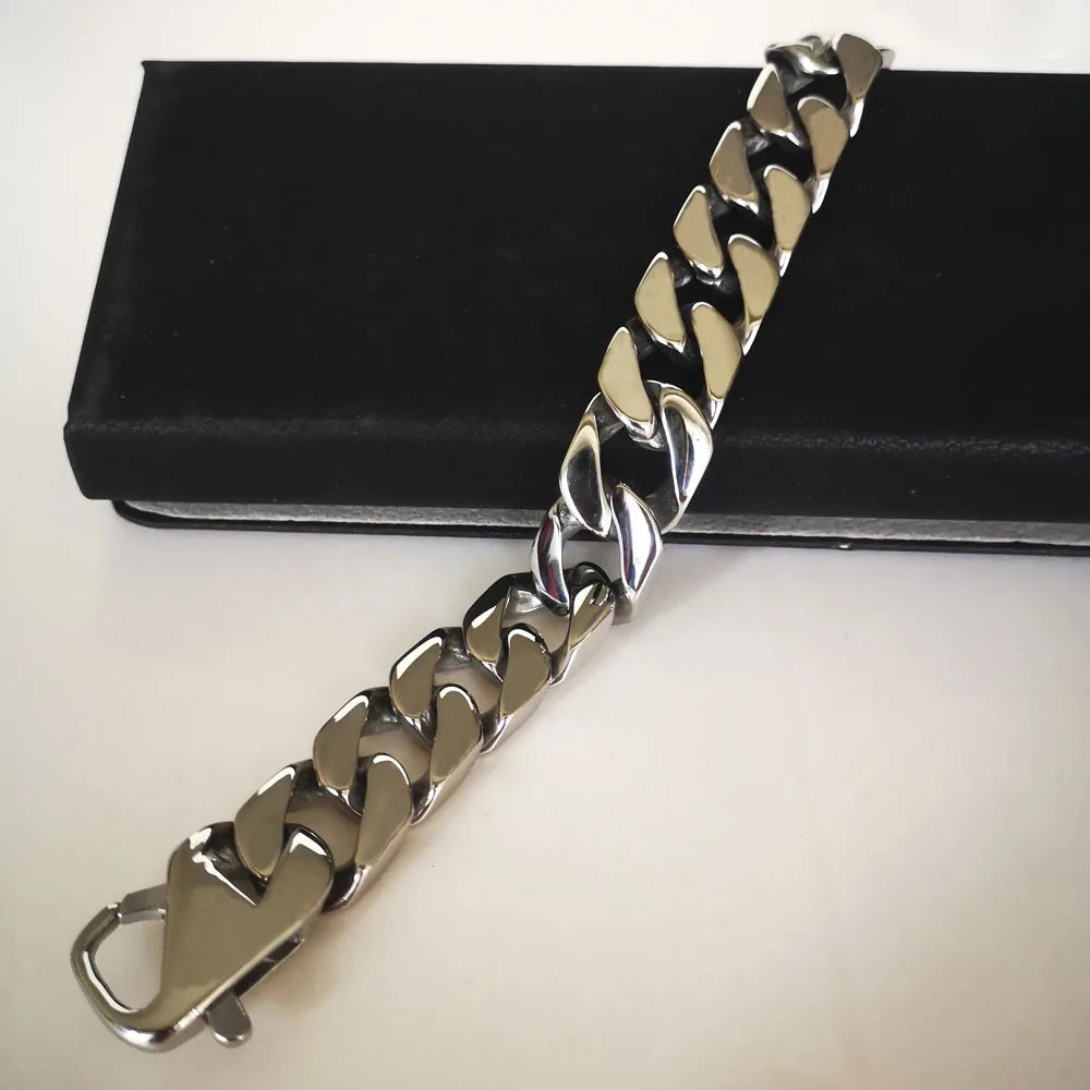 Fashion Real Titanium Steel Men Bracelets Punk Bangle