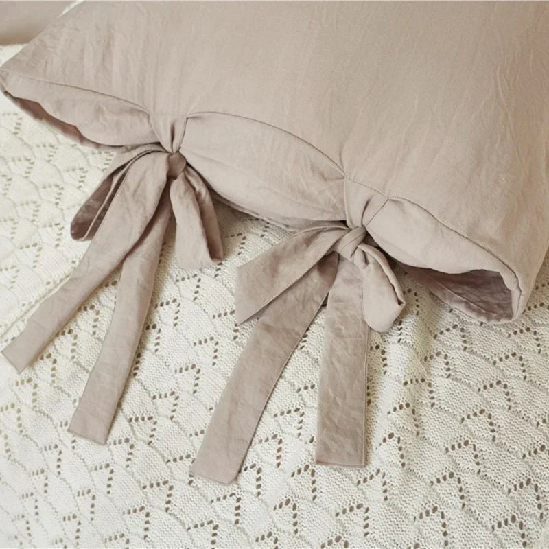 Bowknot Lace-Up Duvet Cover Set in American Sizes