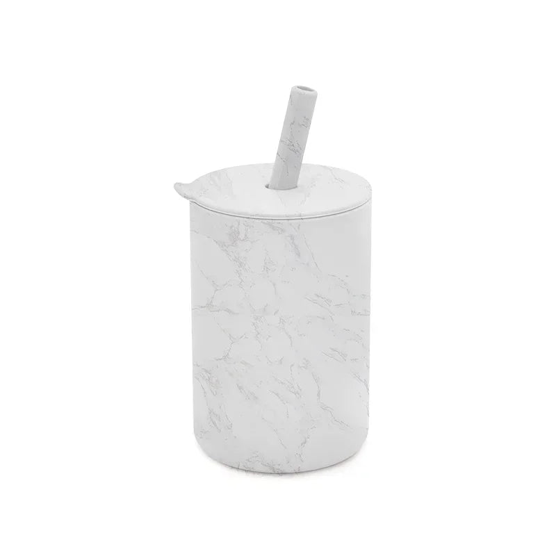 Baby Silicone Feeding Training Cutlery Liquid Straw Cup