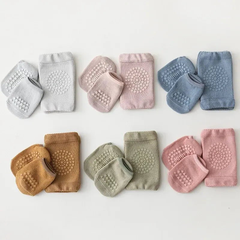 2Pcs/Set Baby Knee Pads+Socks Solid Anti-Slip Kids Crawling