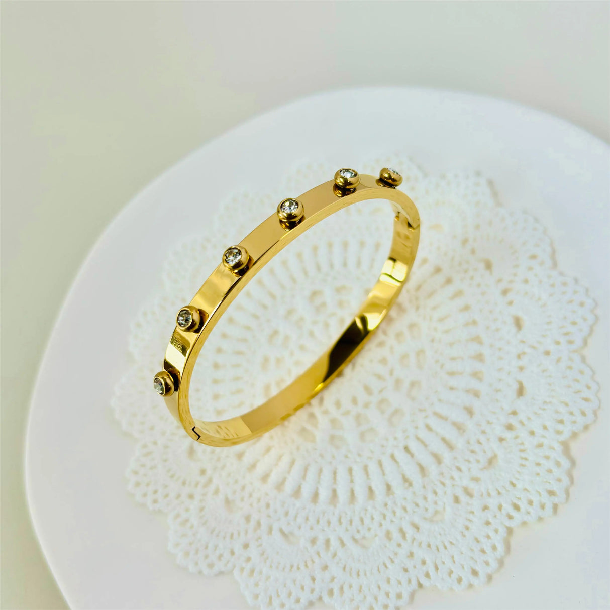 Waterproof Luxury Colorful Cubic Zirconia Bangles Stainless Steel