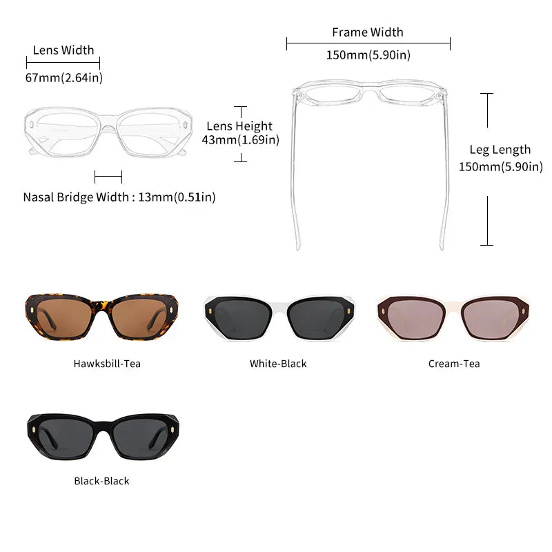 GCV Brand Acetate Cat Eye Polarized Sunglasses Women