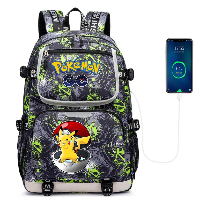 Pokemon Squirtle Cartoon School Bag USB Charging Large