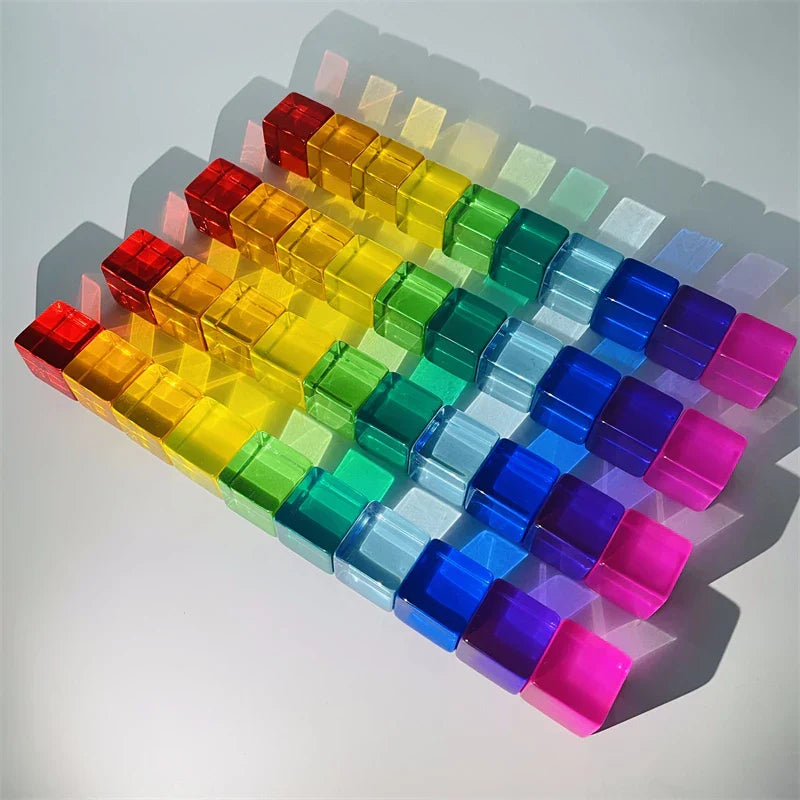Acrylic Cubes Rainbow Gem Blocks Transparent Stacking Toys