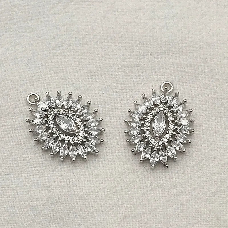 NEWARRIVAL! 26x19mm 20pcs Cubic Zirconia Copper Oval Charm