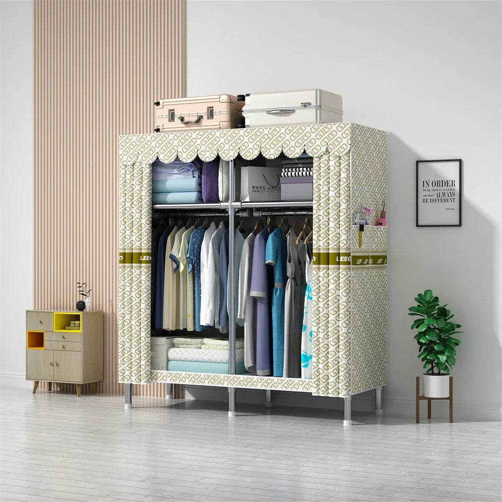 LEEGOHOME Wardrobe 85/110/130/150/170x45CMx170CM Closet Wardrobe with 23MM Steel