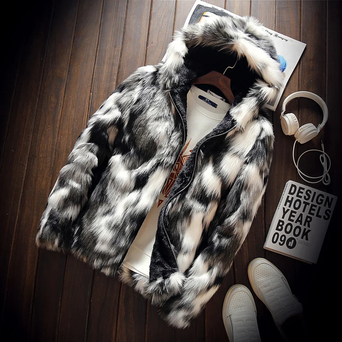 Winter Parka Men's Warm Plus Fleece Faux Fur