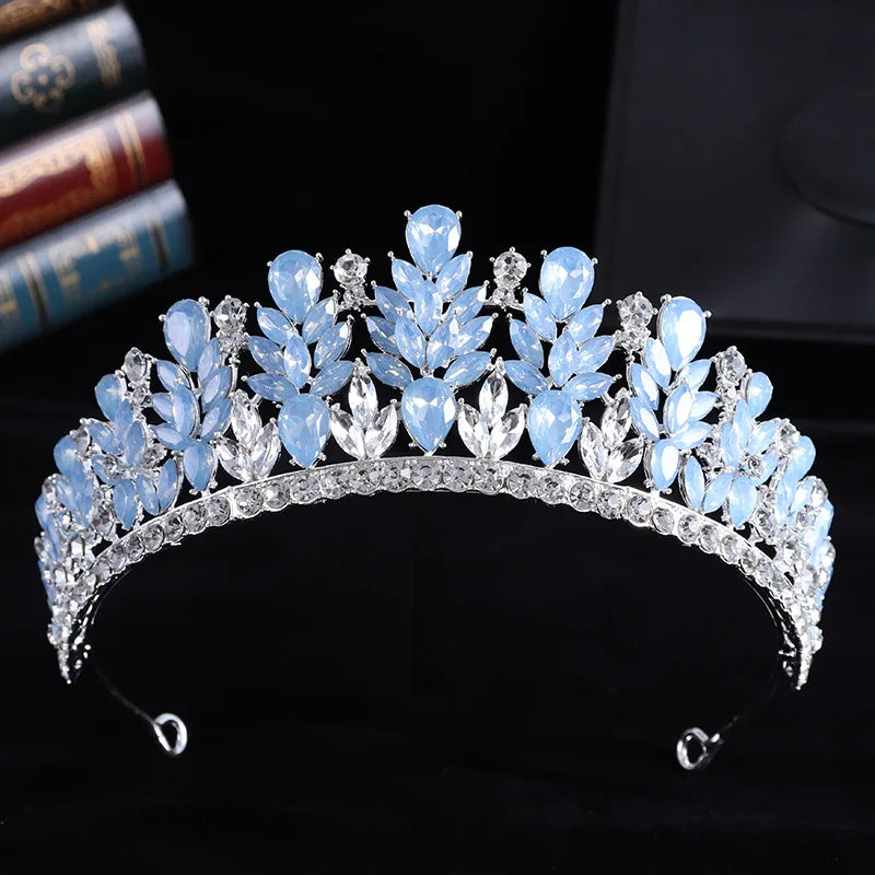 Baroque Green Opal Wedding Headband Crystal Bridal Crowns