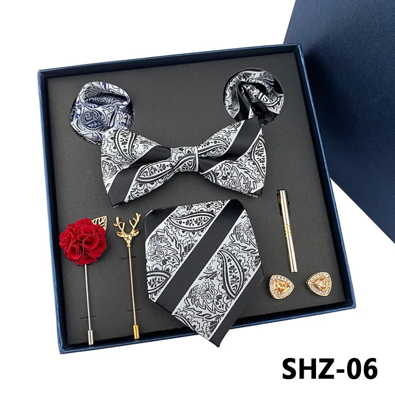 Men's Tie Set Gift Box Fashion Brand Bowtie