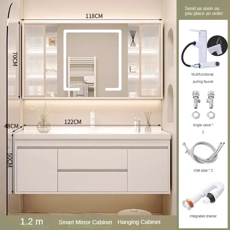 Washbasin Mirror Drawer Wall White Bathroom Cabinets Vanity