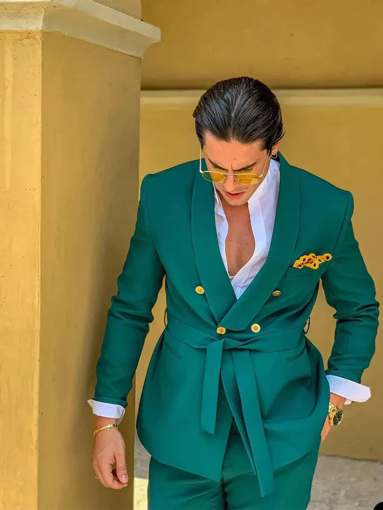 Designer Green Suits for Men 2 Piece Blazer