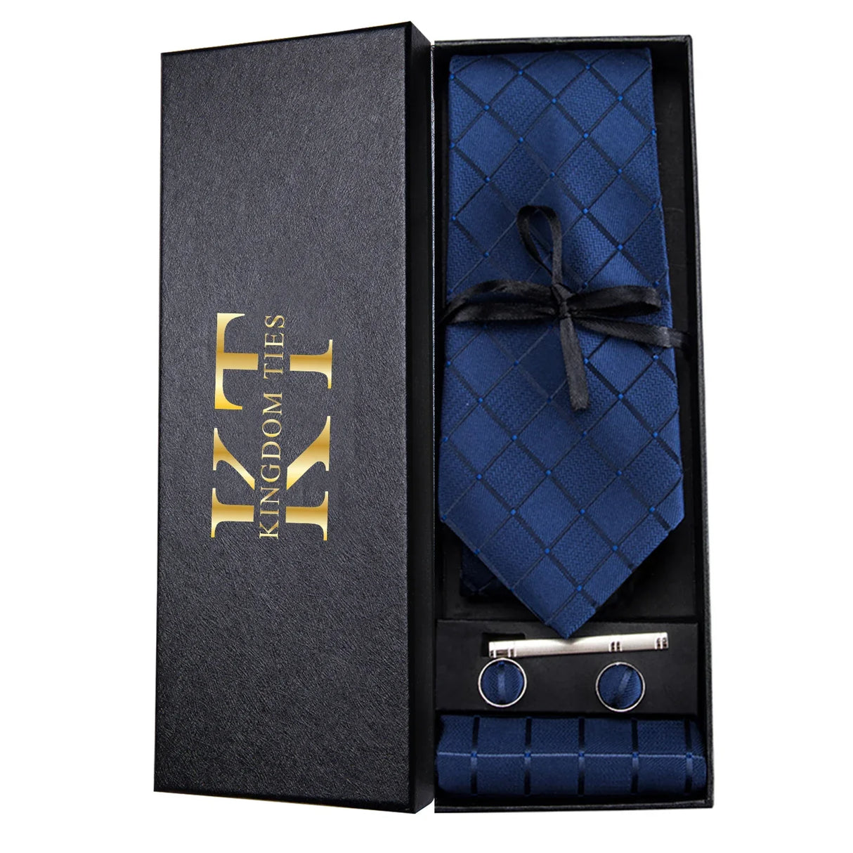 HiTie Navy Plaid For Men Silk Woven Ties
