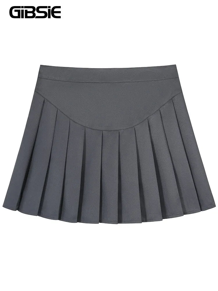 GIBSIE Plus Size Women High Waist Pleated Skirt