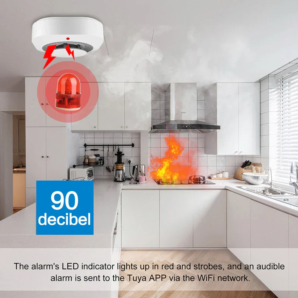 Tuya Smart WiFi 90DB Smoke Detector Sensor Alarm