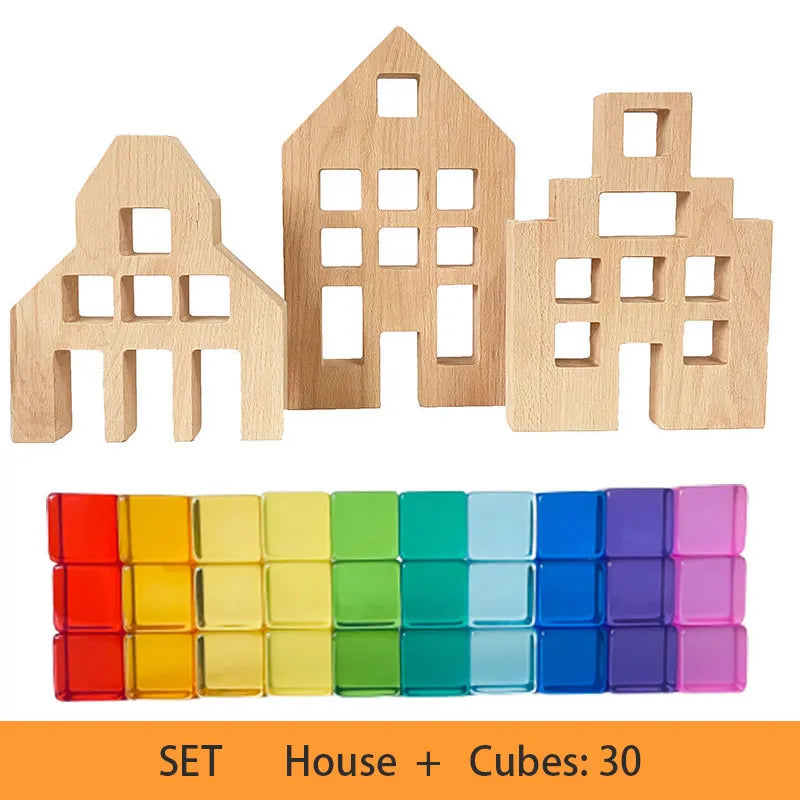 Acrylic Cubes Rainbow Gem Blocks Transparent Stacking Toys