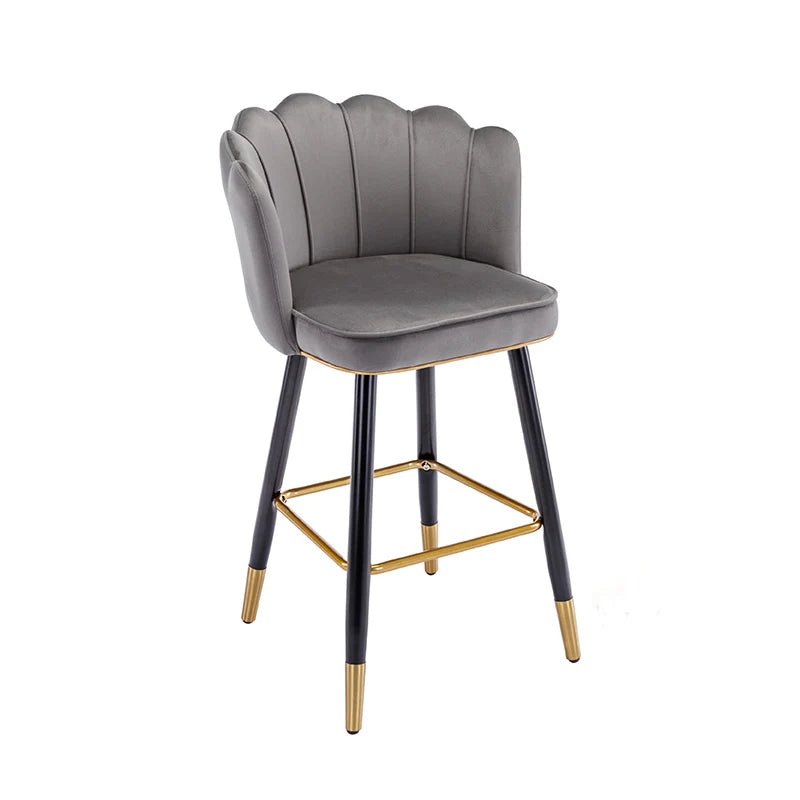 Leather High Bar Chair Modern Nordic Luxury Blue