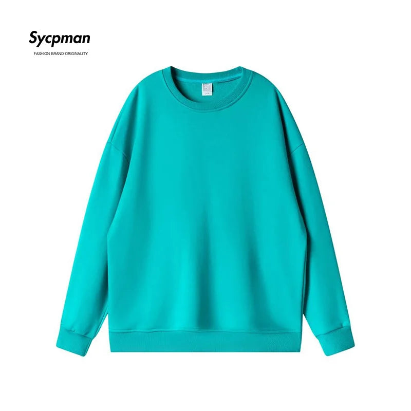 10.6oz 300gsm Cotton Pullover Sweater Men Solid Color