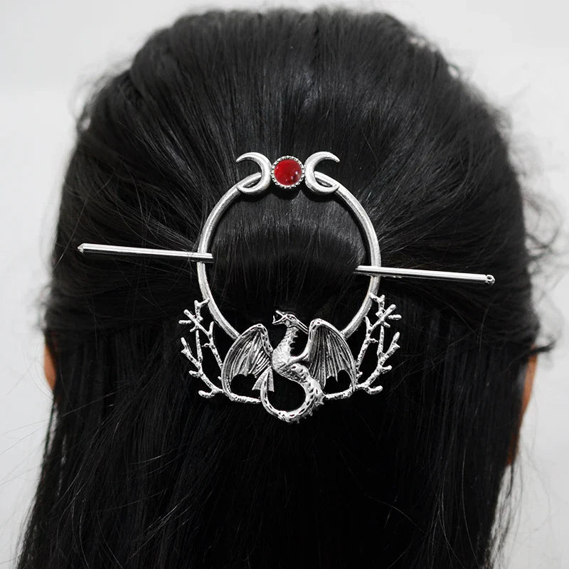 Witch Woodland Goddess Crescent Moon Dragonfly Hairstick Fairy
