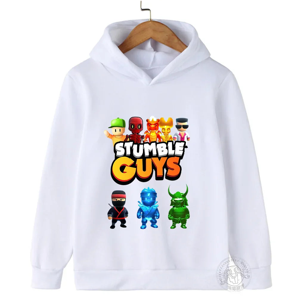 Kids Anime Stumble Guys Hooded Sweatshirts Long Sleeve