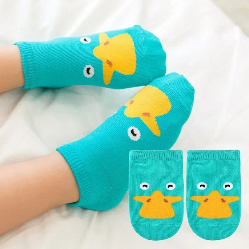4Pairs/lot Cute Cartoon Non-slip Baby Socks Newborn Toddler