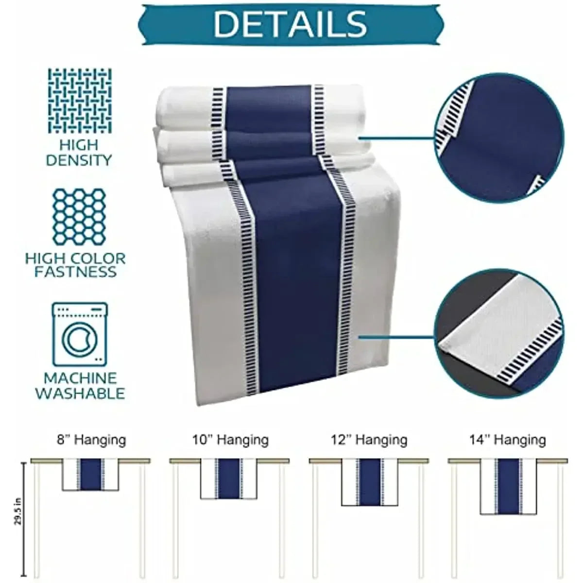 Navy Blue Stripes Linen Table Runners Dresser Scarves