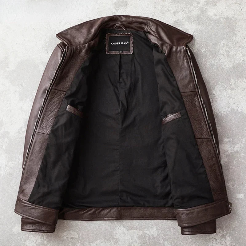 2022 Men's Genuine Cowhide Leather Jacket – Autumn Coat