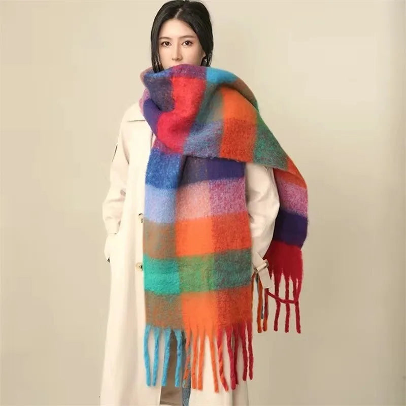 Winter Women Plaid Scarf Winter AC Pamanhmina Shawls