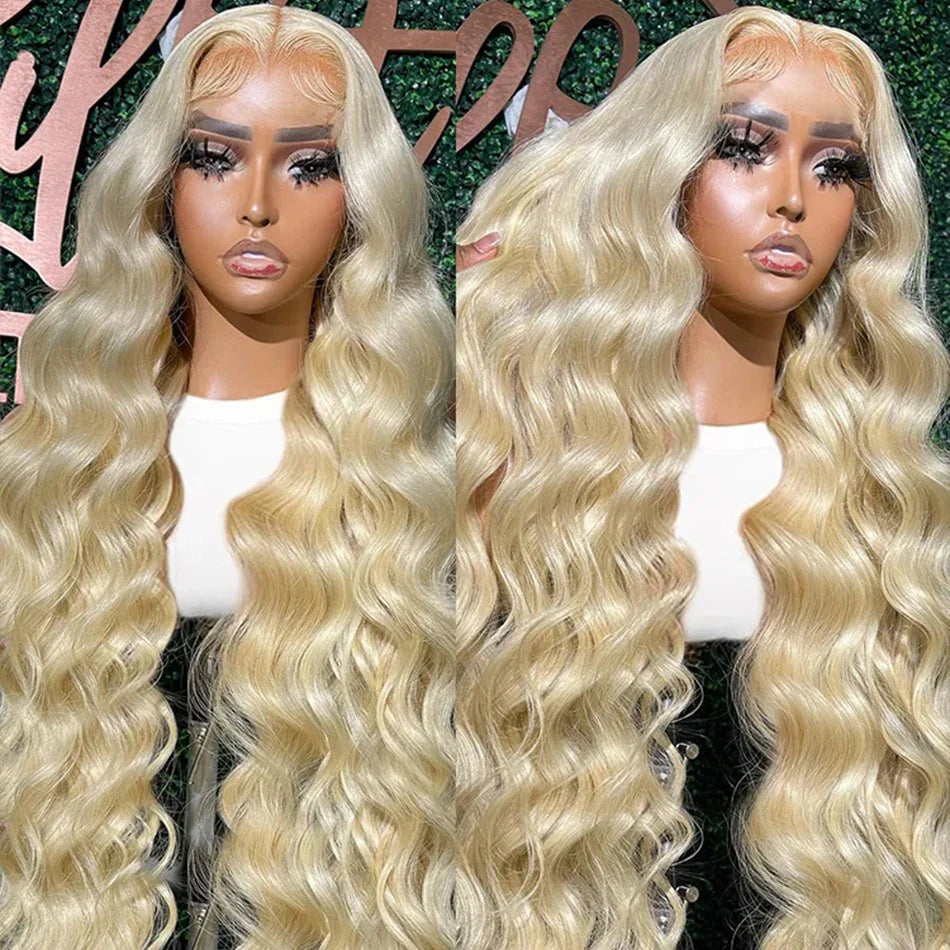 30 40 Inch 613 Honey Blonde Color Wig13x4