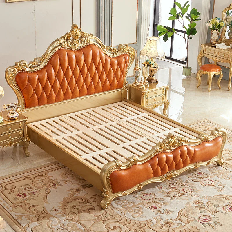 Master Wooden Modern Bed European Soft Storage Sleeping