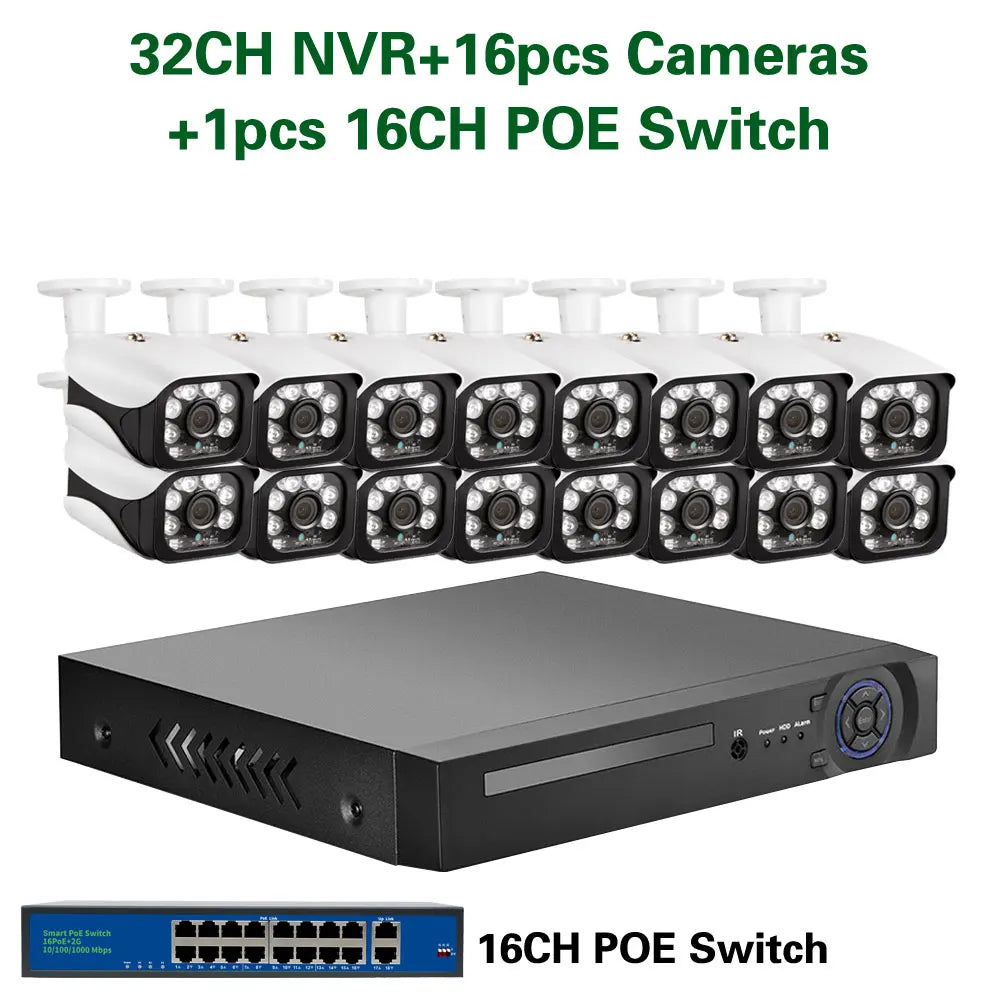 32 Channel 4K NVR Kit 5MP POE CCTV