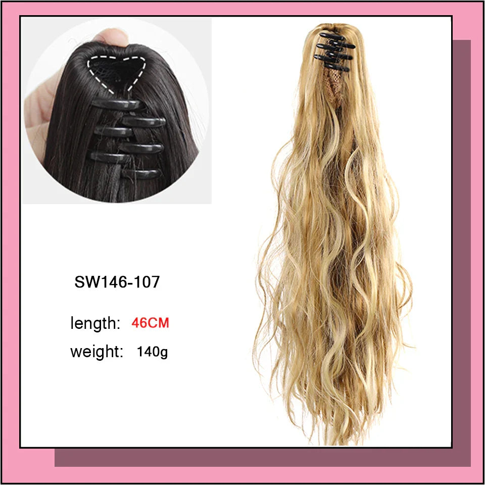 AS Long Wavy Straight Claw Clip On Ponytail