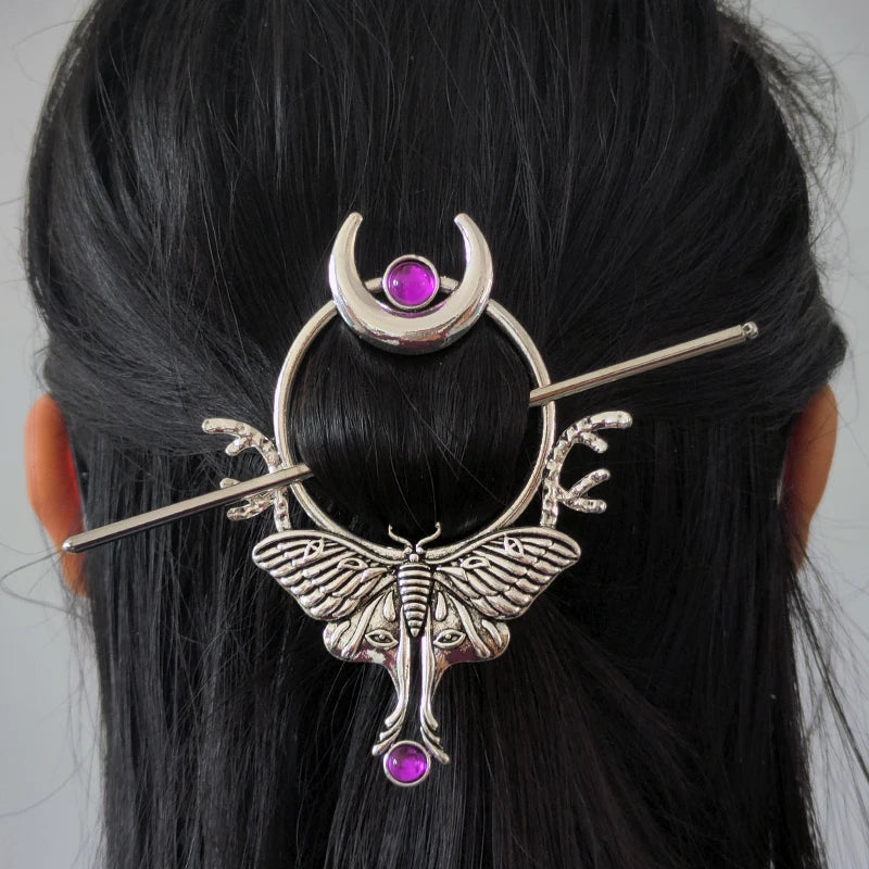 Witch Bat Hairstick Black Gothic Barrette Pagan Vampire