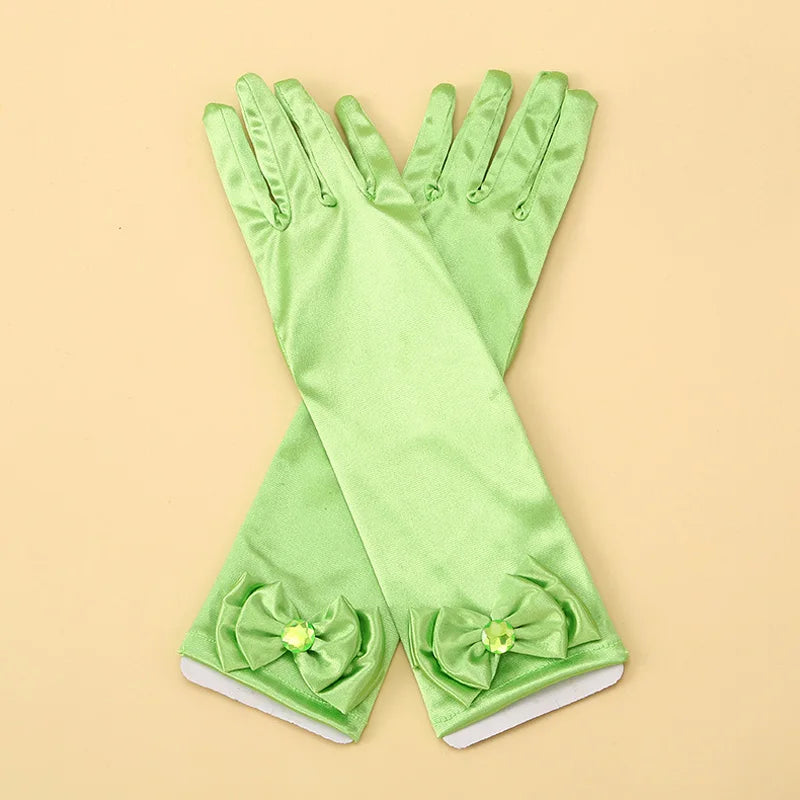 1 Pair Bow Satin Gloves for Kids - Stage Dance & Wedding Accessories