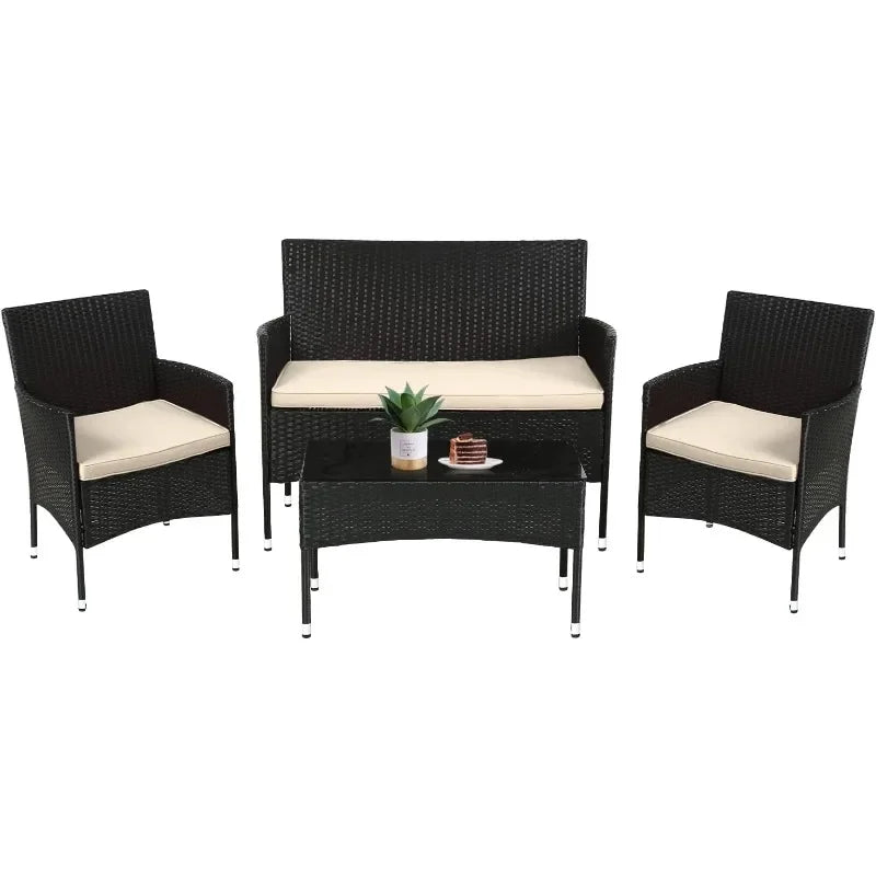 FDW Patio Furniture Set 4 Pieces Outdoor Rattan