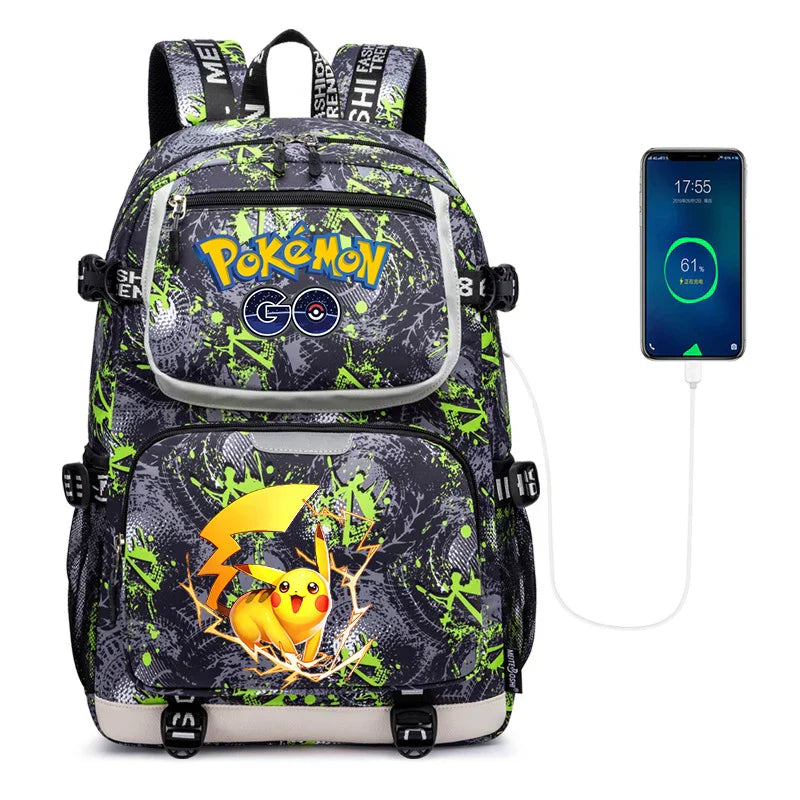 Pokemon Squirtle Cartoon School Bag USB Charging Large
