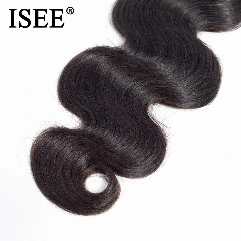ISEE Human Hair Bundles With Closure 3 Bundles