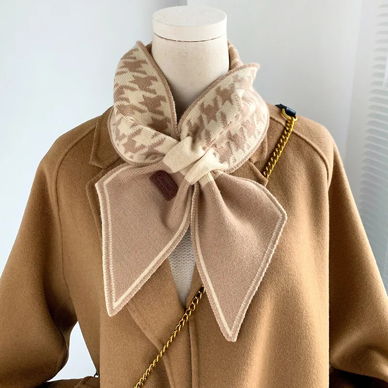 Warm Cashmere Neck Tie Scarf For Women Plaid