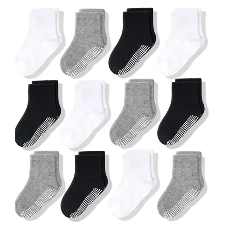 12 Pairs/Lot Non Slip Toddler Socks with Grip