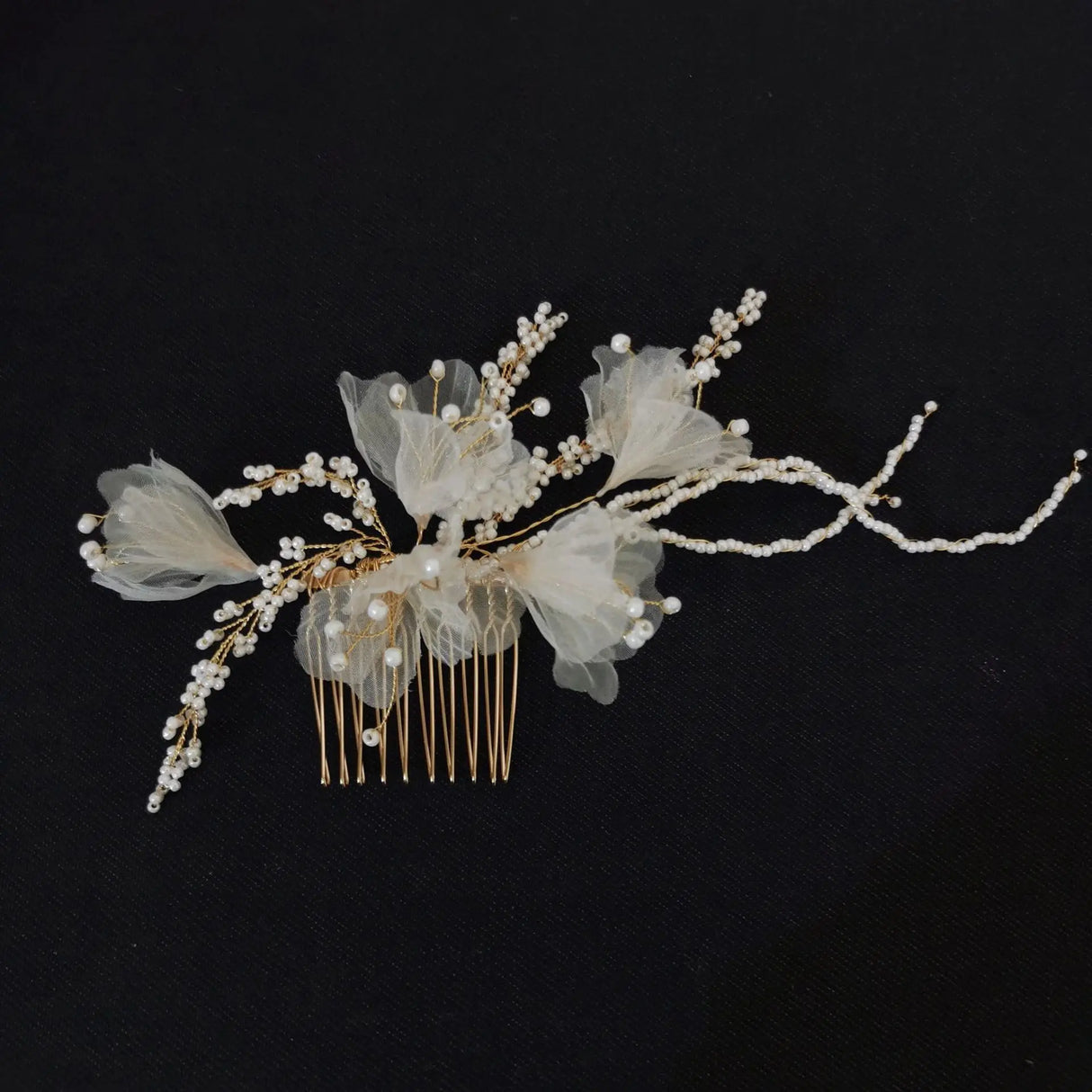 SLBRIDAL Handmade Rhinestones Crystal Pearls Bridal Hair Pin