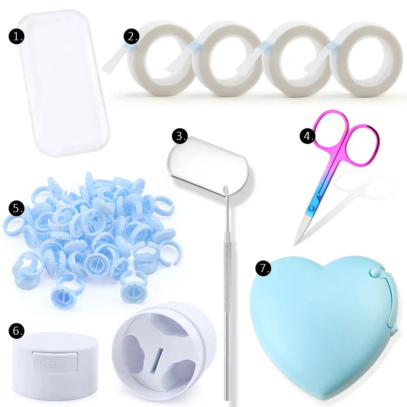Eyelash Extension Supplies Set Glue Rings Tape Cutter
