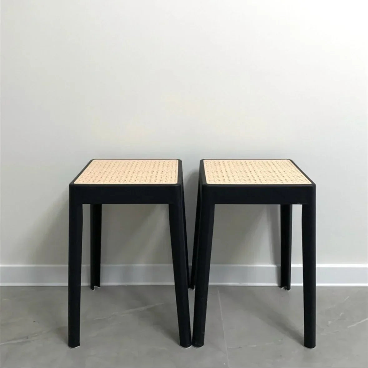 Stackable Storage Bench Stool Plastic Rattan Stools Portable