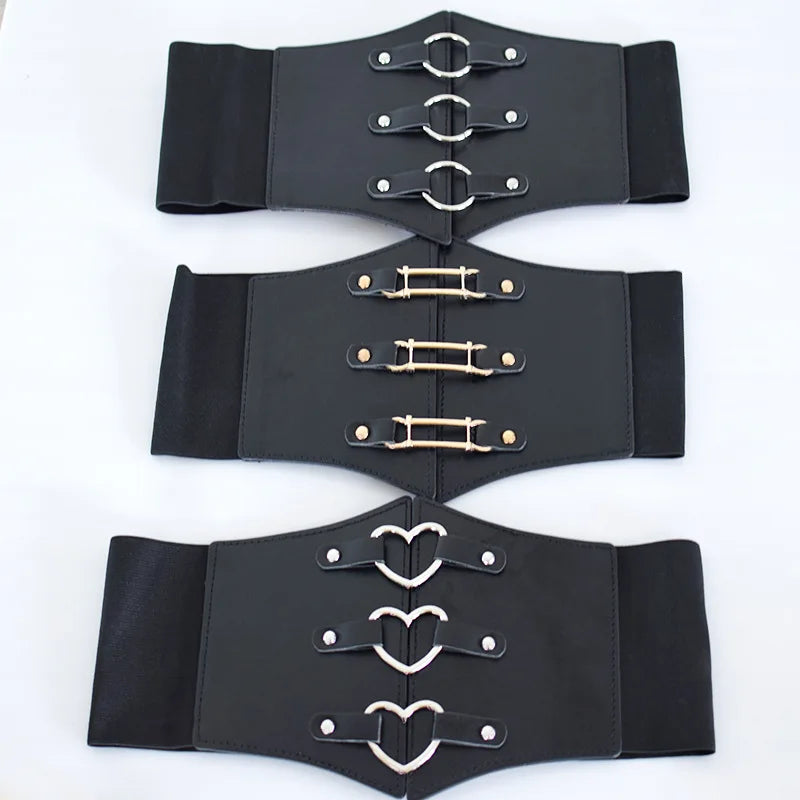 Fashion Gothic Elastic Belts for Woman Sexy Black