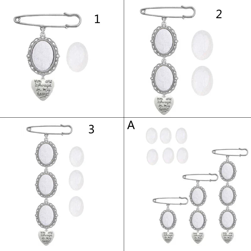 Wedding Boutonniere Bouquet Photo Memorial Charm Pin Round