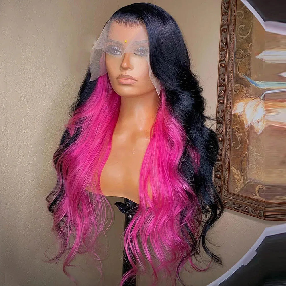 RONGDUOYI Black Pink Two Tones Body Wave Synthetic