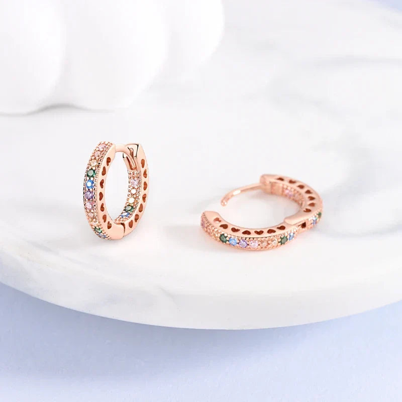 Rose Gold Hoop Earrings For Women 925 Silver